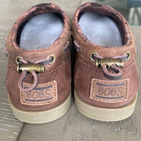 BOBS Slip On Flat Memory Foam Brown Vegan Leather Textile Shoes Women’s Size 9.5 - Picture 6 of 12